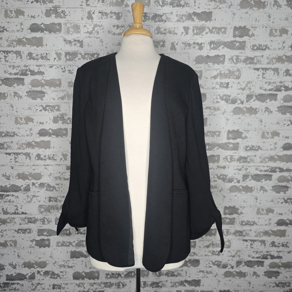 NEW Olivia Moon Womens‎ XL Cardigan Blazer Open Front Black Career Wear Business